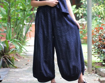Pants/Wide relax pants 100% cotton Hand  embroidery (136) one size