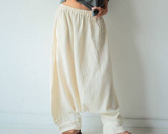 Pants//Hippie long pants..1410/ M,L,XL/harem/elastic/funky/cotton/brown/black/ivory/indigo/red/hippie pant/capri/mustard