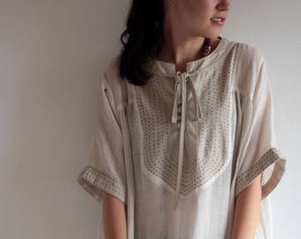 Tunic/ dress floral tunic Linen/ cotton  (one size fit most)(03)