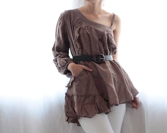 Camicetta Asimmetrica Funky camicia insolita ... (un formato misura M-L)