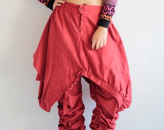 Pants..Hippie Funky pants Red (GP-355)...Hemp/cotton fabric  ( 3 sizes S-M, M-L,L-XL) Funky Pant /Hippie pants/skirt /long pants/ plus size