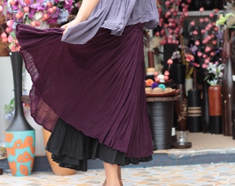 Skirt Full Length 2 Layers / Maxi Skirt.1478linen/cotton Skirt Full Length 2 Layers / Maxi Skirt.1478linen/cotton