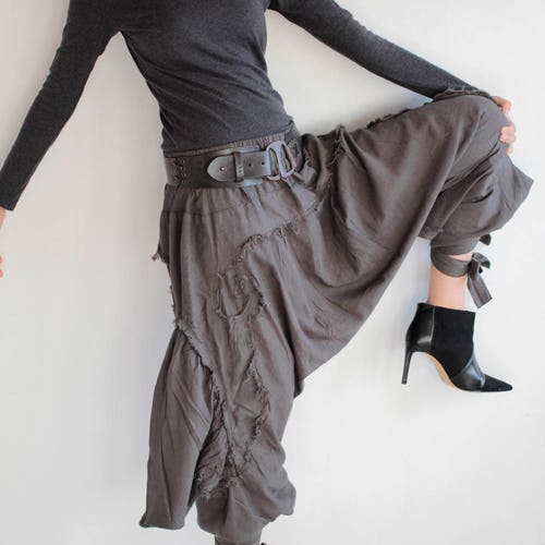 Pants/Funky harem pants...Mix silk( Light Gray  No.4) (3 sizes M,L,XL)1128