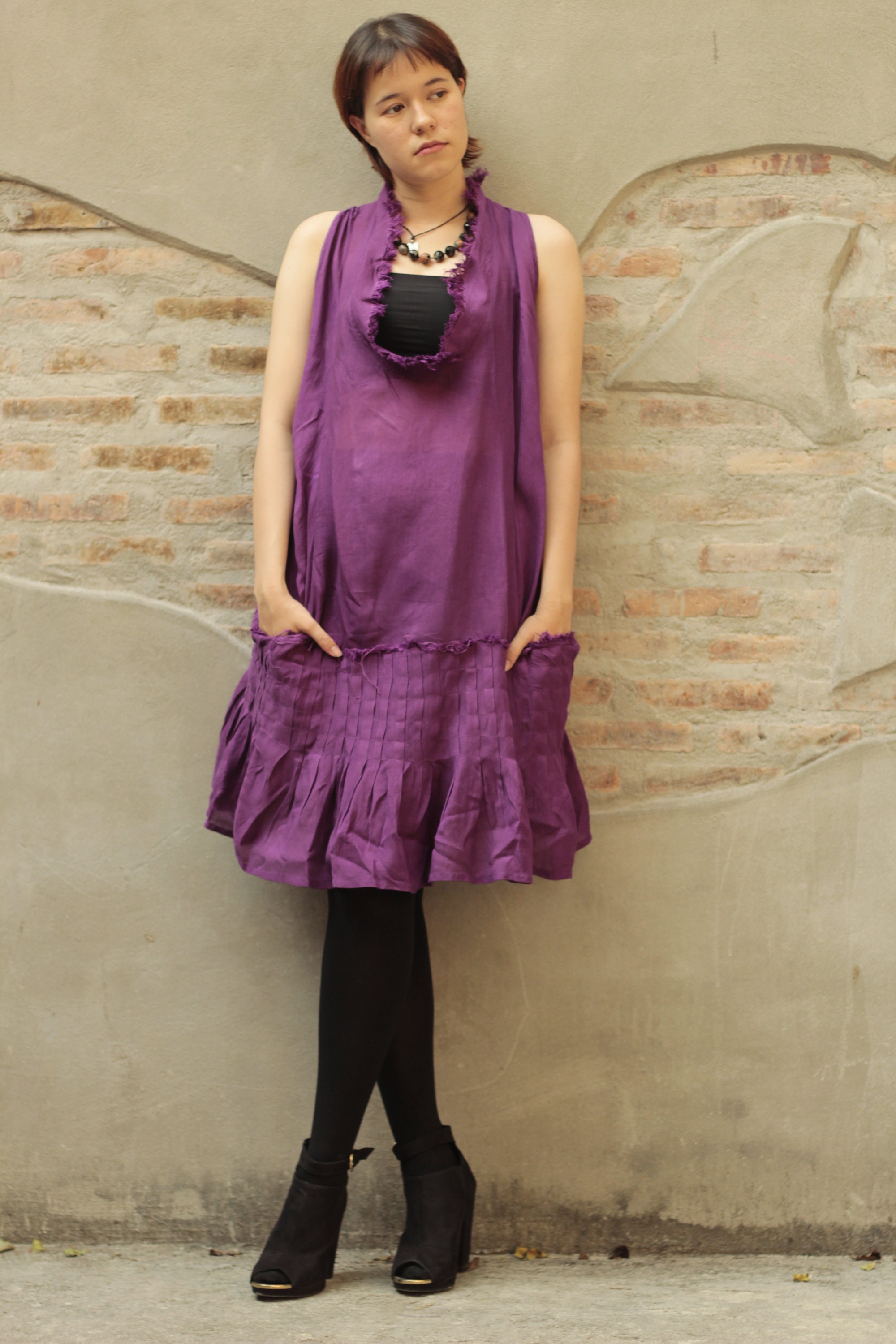 Urban Short Dress Mix Silk Coral Redgreen Purple 195 XL | Etsy