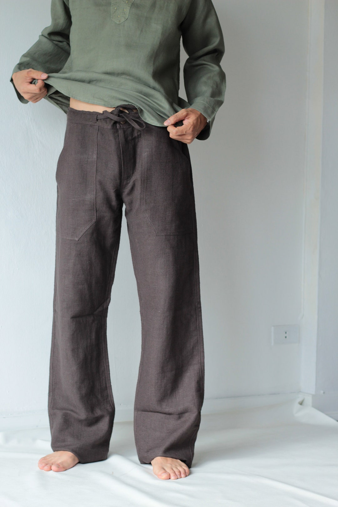 Men's 100 Percent Hemp Pants Plus Size Custom Made [P 1434 Men's 100 Percent Hemp Pants Plus Size Custom Made [P 1434
