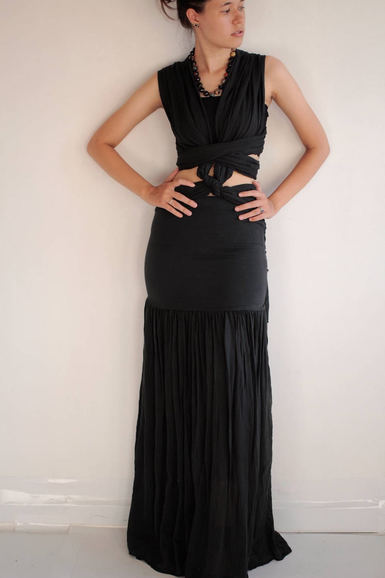 Maxi Dress funky elegant mix silk1190...1 dress 10 ways to wear S-L image 2