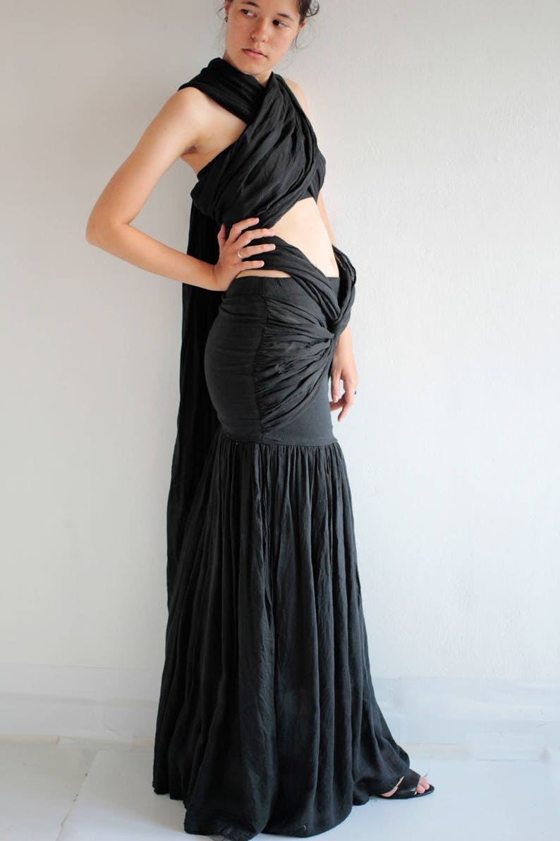 Maxi Dress funky elegant mix silk1190...1 dress 10 ways to wear S-L image 7