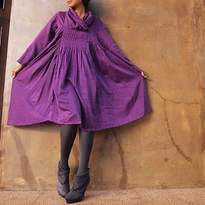 Dress/Iris...Autumn dress purple mix silk (one size fits most) 1194