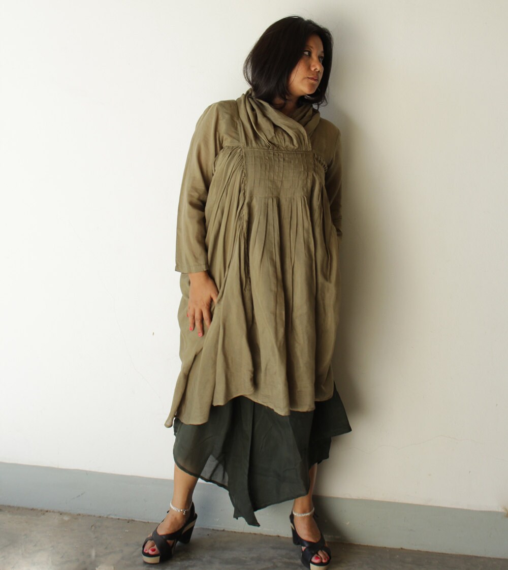 Elegant Dress/ Tunic Olive Green no.17 Mix Silk one Size - Etsy
