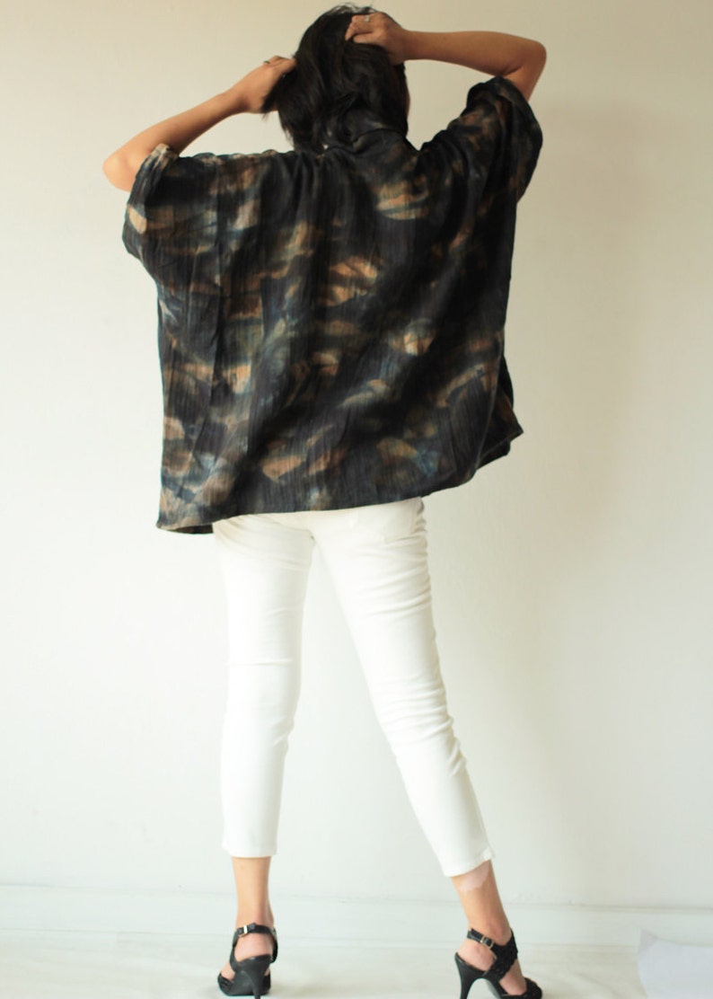 Natural dye roll neck blouse in only one size