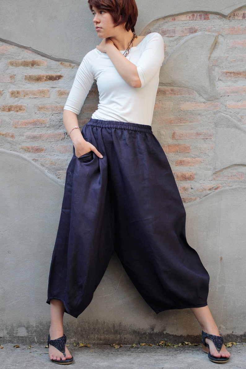 Pants/Capris length Linen Pants 135A / Harem Pants / Summer Pants image 1