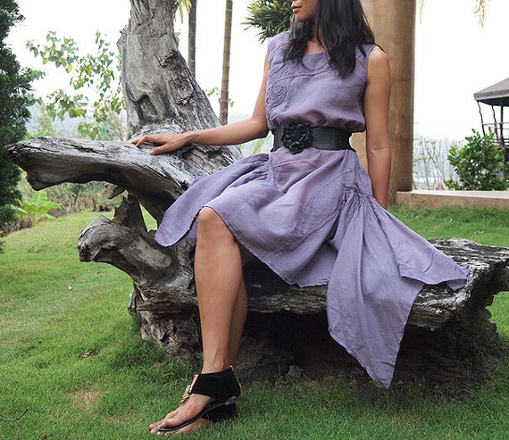 navy blue dress for baby girl Elegant Lavender Asymmetrical Dress by Zlitay main image 0