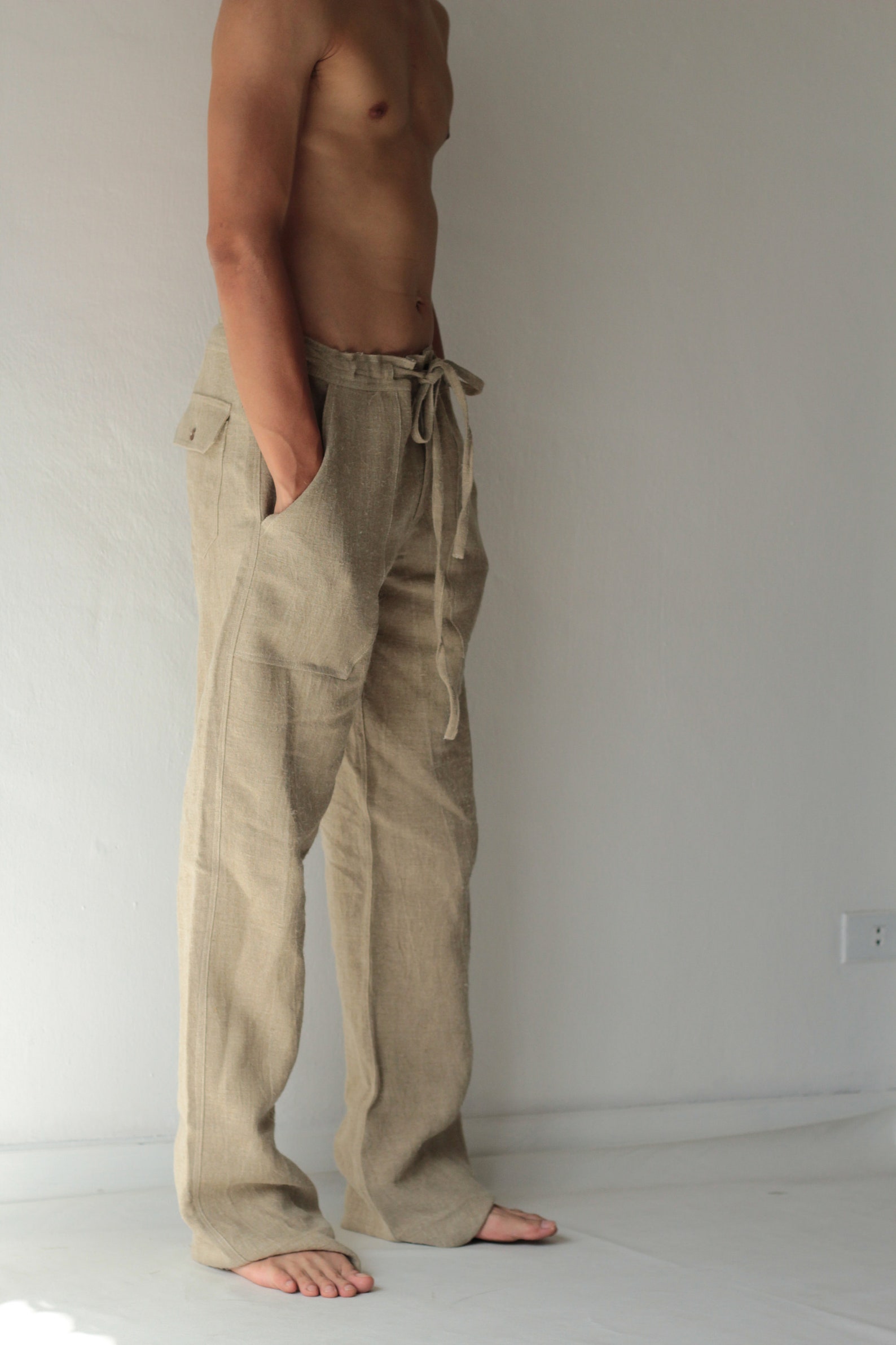 Men's 100 percent hemp pants Natural colour 1434 | Etsy