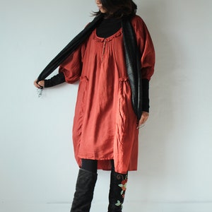 Semi long sleeves dress 361D...Rose Red mixed silk in 4 sizes361 image 2