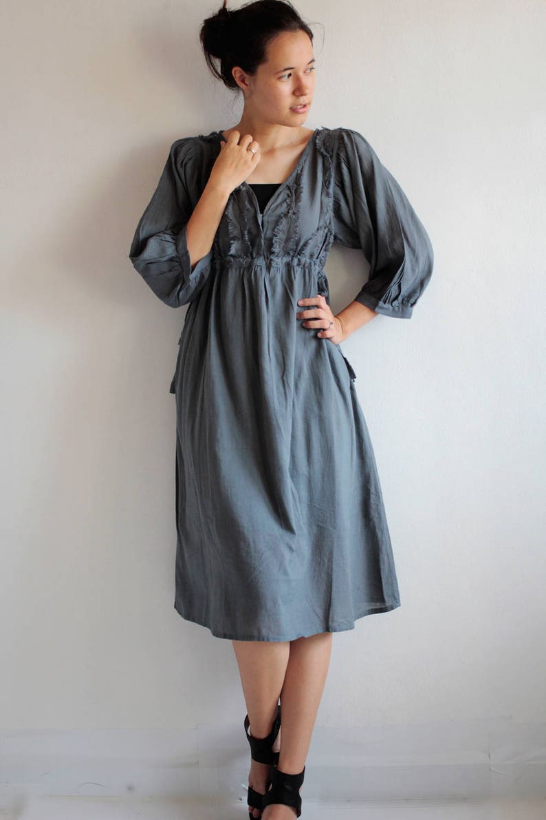 Dress,Knee length simple chic. (384) in 5 sizes (photo colour No.8 blue grey) 