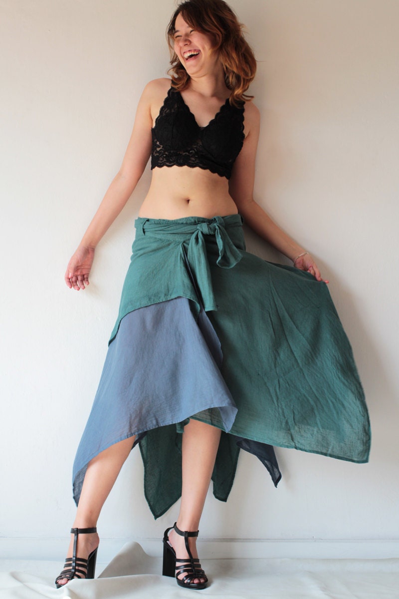 Skirt Two Colours Combination Linen/cotton S-L colour - Etsy