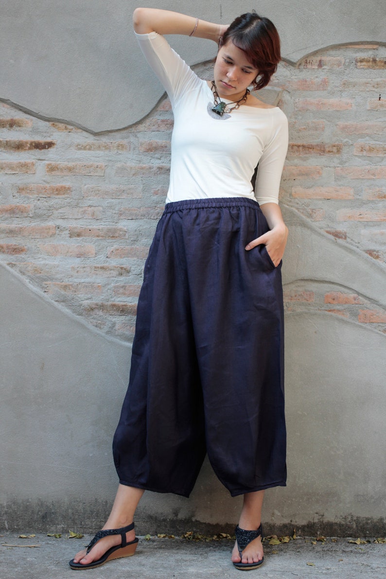 Pants/Capris length Linen Pants 135A / Harem Pants / Summer Pants image 2