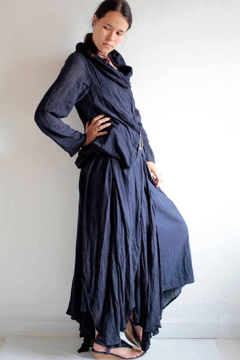 Elegant long Dress... thin 100% cotton / long sleeve / blouse /Boho/1133 One size image 4