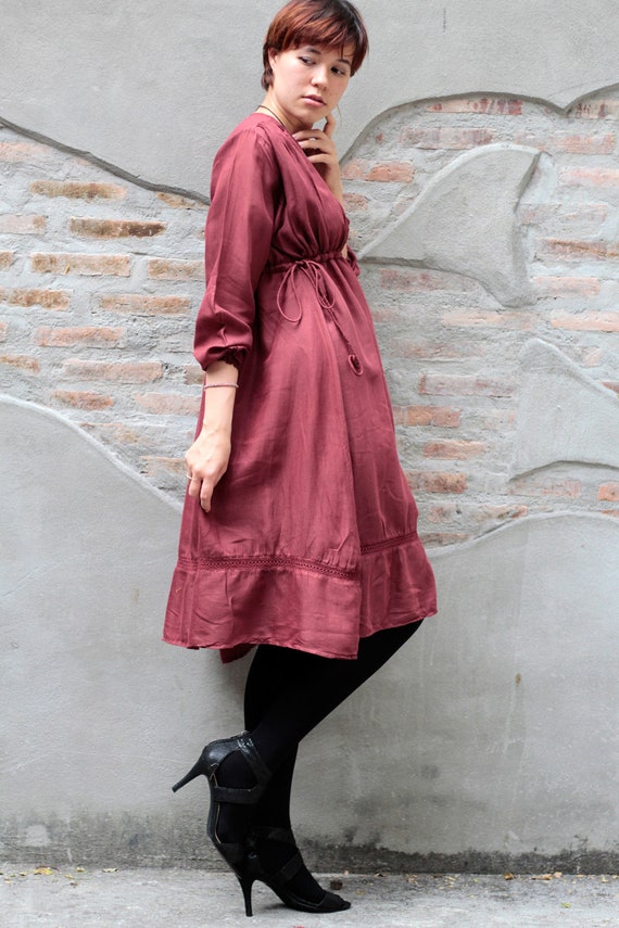 Knee Length Dress 1423 in Cotton Mixed With Silk one Size Etsy Canada