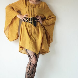 Blouses/tunics in time...linen/cotton ...Mustard yellow..... long sleeve / maternity / urban / Japanese / Boho...1447