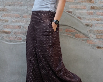 Cotton Harem Pants: Wide Leg Hippie Style with Pockets (Size M)