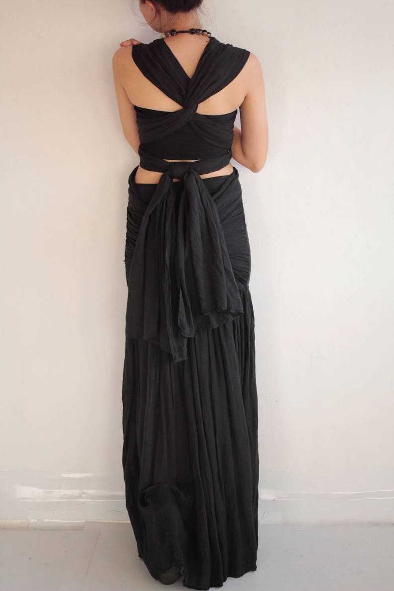 Maxi Dress funky elegant mix silk1190...1 dress 10 ways to wear S-L image 3
