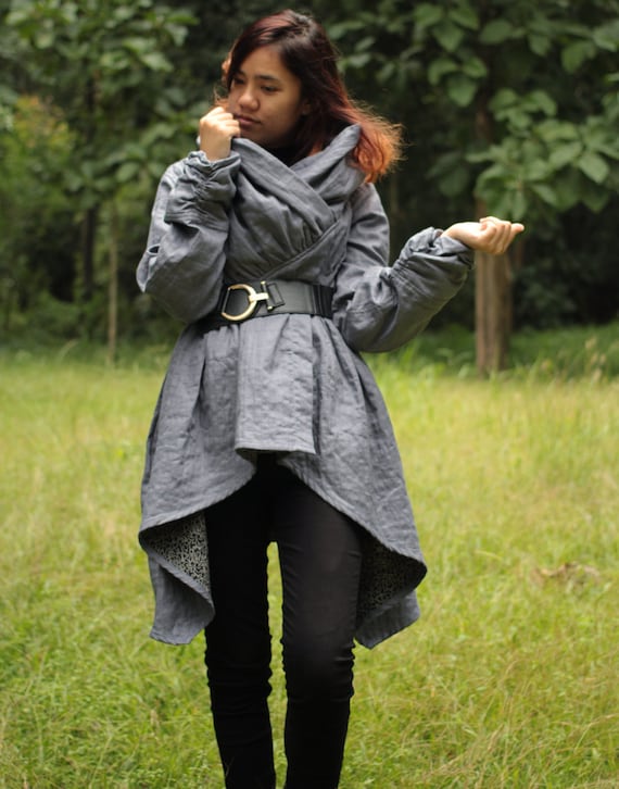 セール 登場から人気沸騰 Cozy Linen 100% 2 Autumn for Jacket / Tunic Thick Layers ジャケット・アウター