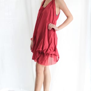 Mini dress summer dress mixed silk Size L Photo colour No.3 Red 157 image 2