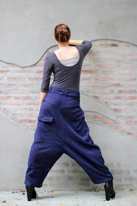 Hemp cotton Pants hippie funky Pants Adjustable for Size S L138