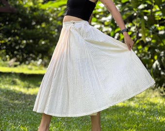 Boho Midi Skirt: Handmade 100% Cotton Flowy Summer Skirt