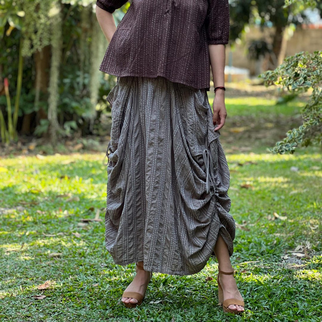 Jupe bohème en coton fluidité de l'esprit, longueur réglable