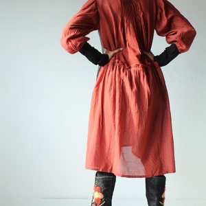 Semi long sleeves dress 361D...Rose Red mixed silk in 4 sizes361 image 3