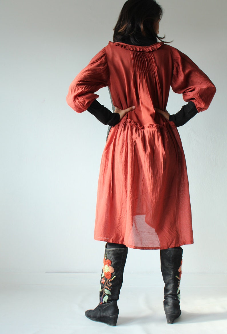 Semi long sleeves dress 361D...Rose Red mixed silk in 4 sizes361 image 3