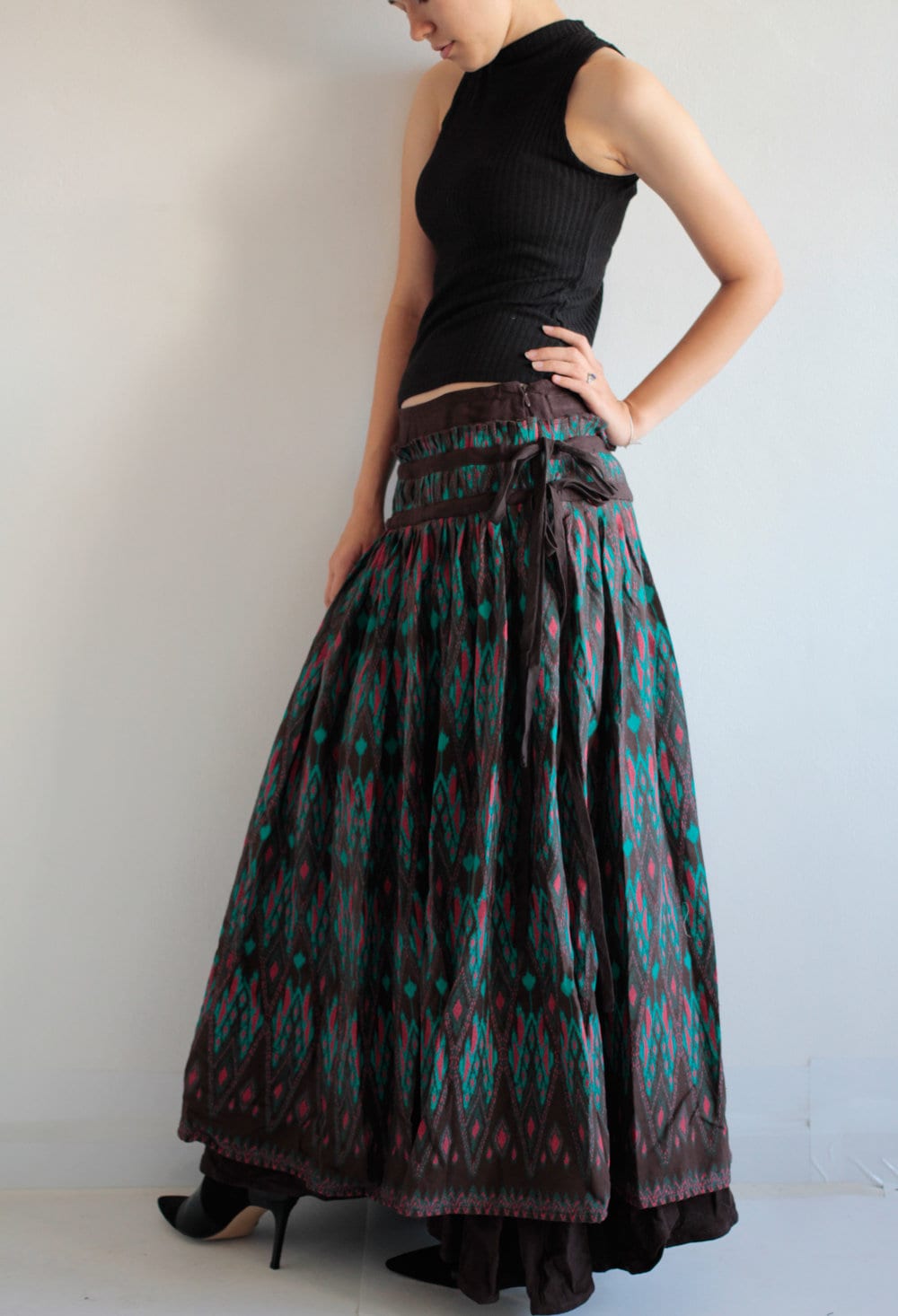 Maxi skirt 2 layers full length hippie/chic/boho/......cotton | Etsy