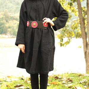 Long sleeve Tulip dress turtle neck...textured 2 layers thick cotton Black...one size fit most 1403 image 4