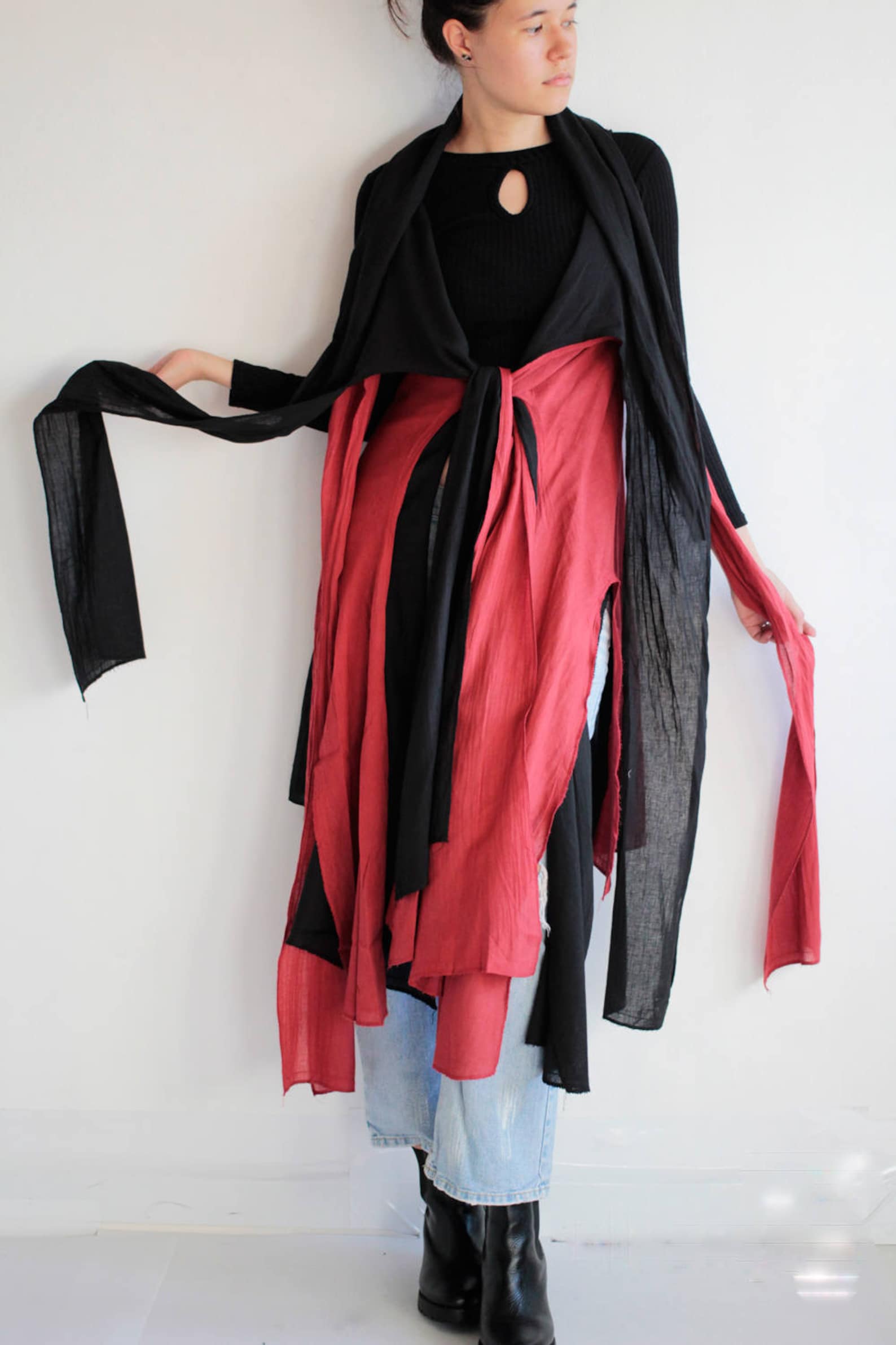 Jacket/long Vest/cardigan/long Jacket/sleeve Less Jacket M Etsy