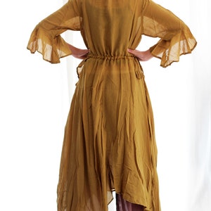 Long dress mustard mixed silk size M 1182 image 4