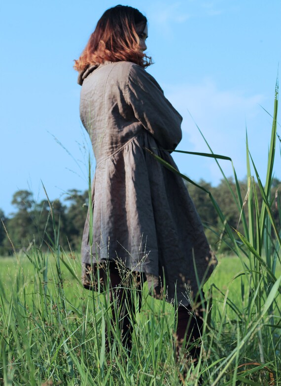 100% Linen 2 Layers Thick Tunic / Jacket for Autumn & Winter