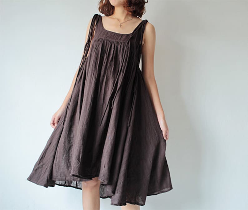 Dress 100% cotton dress one size1446 dark brown