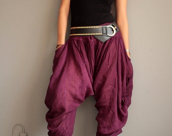 Pants..Harem Pants (428) long pants.Linen/cotton One size fit M-L size Boho/chic/funky/drawstring/black/cotton/Red/green/brown