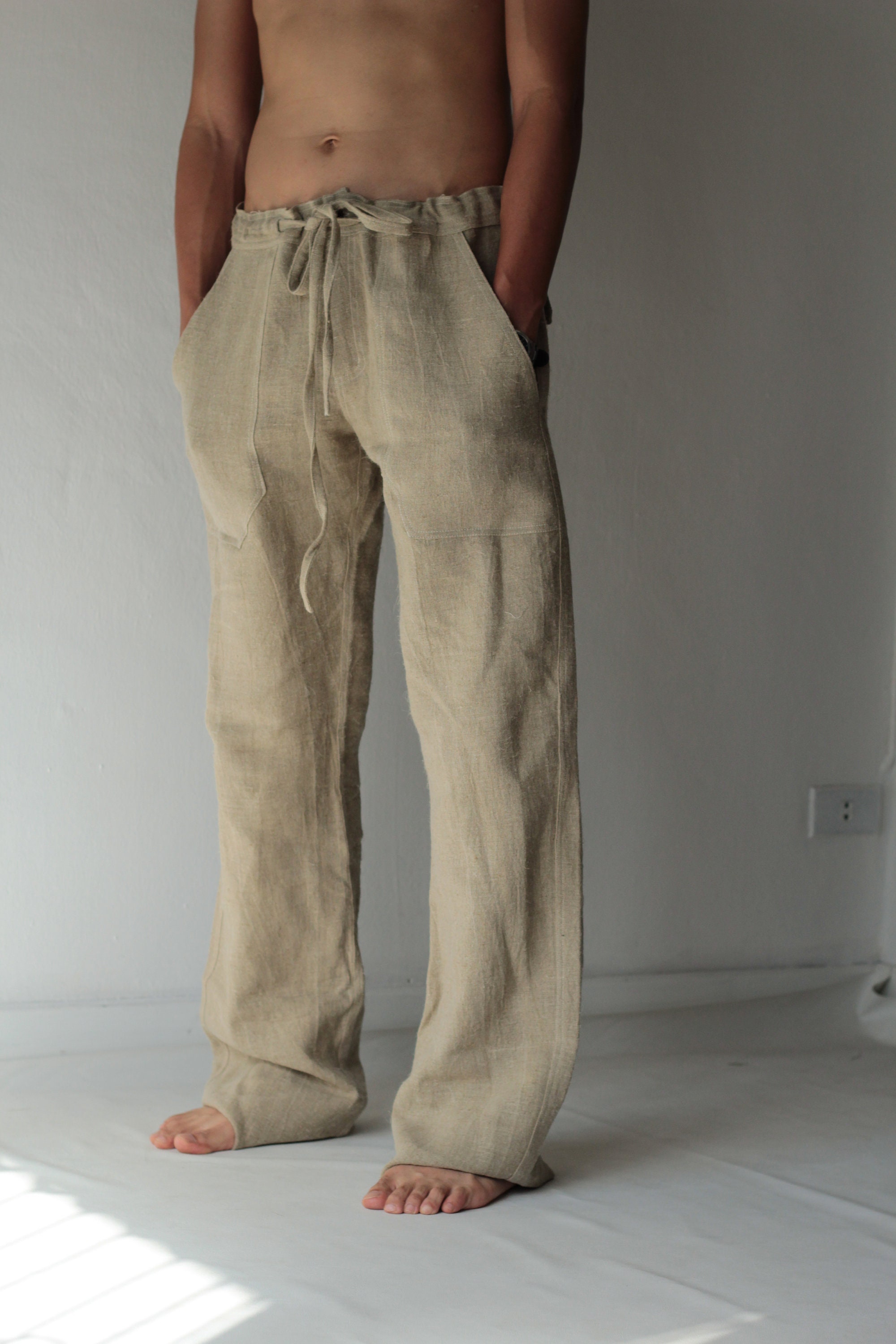 Men's 100 Percent Hemp Pants Plus Size Custom Made [P 1434 Men's 100 Percent Hemp Pants Plus Size Custom Made [P 1434