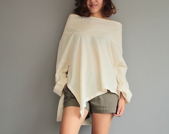 Loose fit blouse (1443) in one size / beach summer vibe tunic / floral