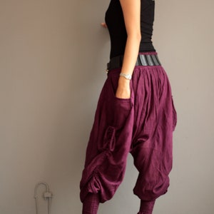 Pants..Harem Pants 428 long pants.Linen/cotton One size fit M-L size Boho/chic/funky/drawstring/black/cotton/Red/green/brown image 2