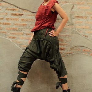 Pants/Funky harem pants 1128...Mix silk Photo colour No.15 dark green/Funky pants /hippie pants / long pants / 3 sizes M,L,XL image 2