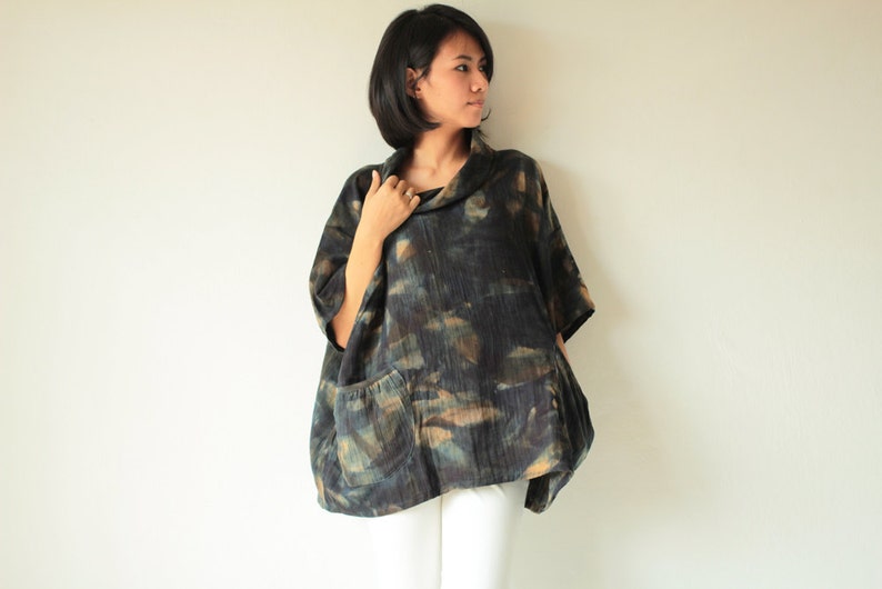 Natural dye roll neck blouse in only one size