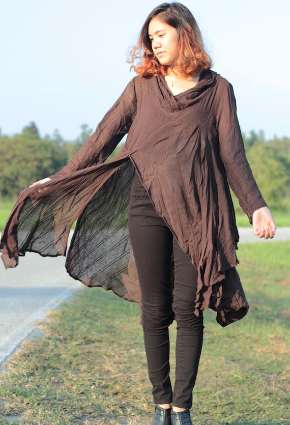 knee length dresses for ladies Long Cotton Tunic With Strings – La Garçonne