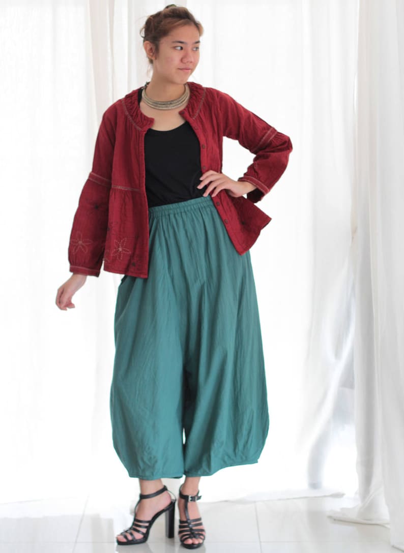 Women Summer Casual Pure Color 100%Cotton Harem Pants