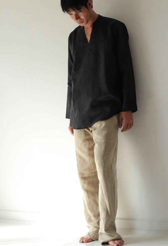 Chemise Homme Icon Lab 1961 En Lin 100% - Coupe Slim, Rouge Flammé, Manches Longues