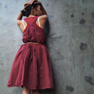 Mini dress.05..Dark red mix silk XL,XXL,XXXL available in all colour image 2