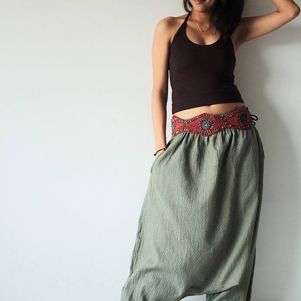 Pants.. Hippie long pants..1410 M,L,XL/harem/elastic/funky/cotton/brown/black/ivory/indigo/red/hippie pant/capri/mustard